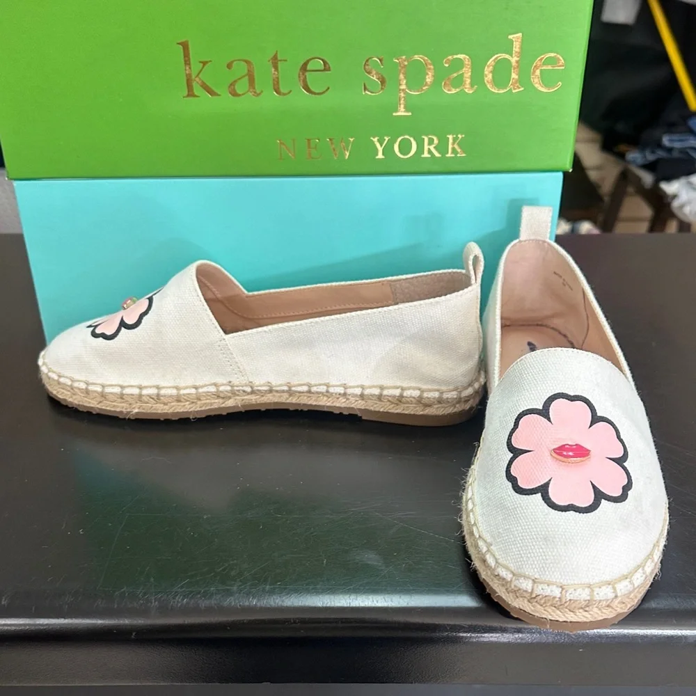Kate Spade Cream Espadrilles with Pink Floral Design - Picture 7 of 8
